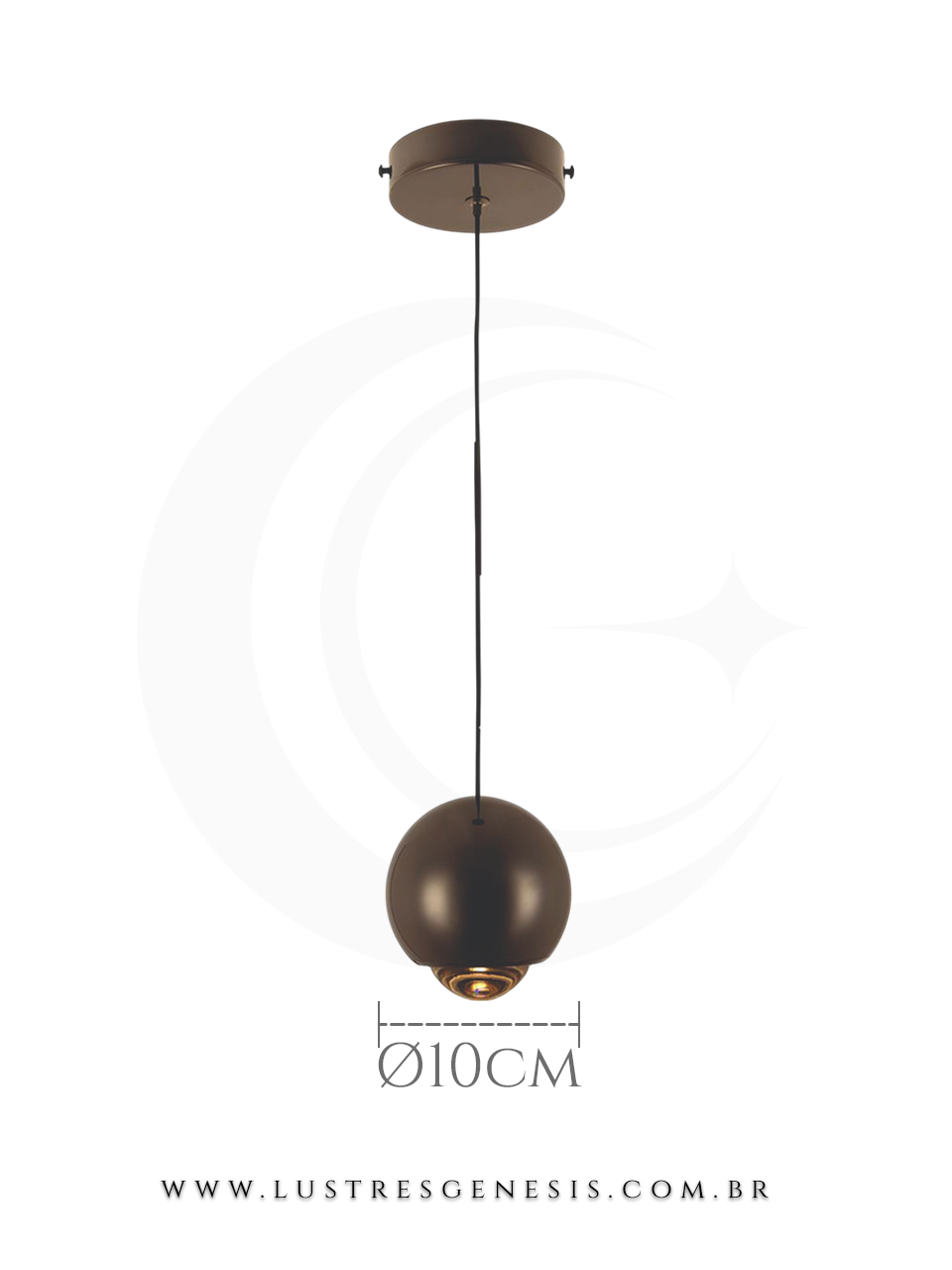 Pendente de LED redondo Snail preto com design moderno, ideal para bancadas, mesas de cabeceira, lavabos e ilhas, da marca Sindora.